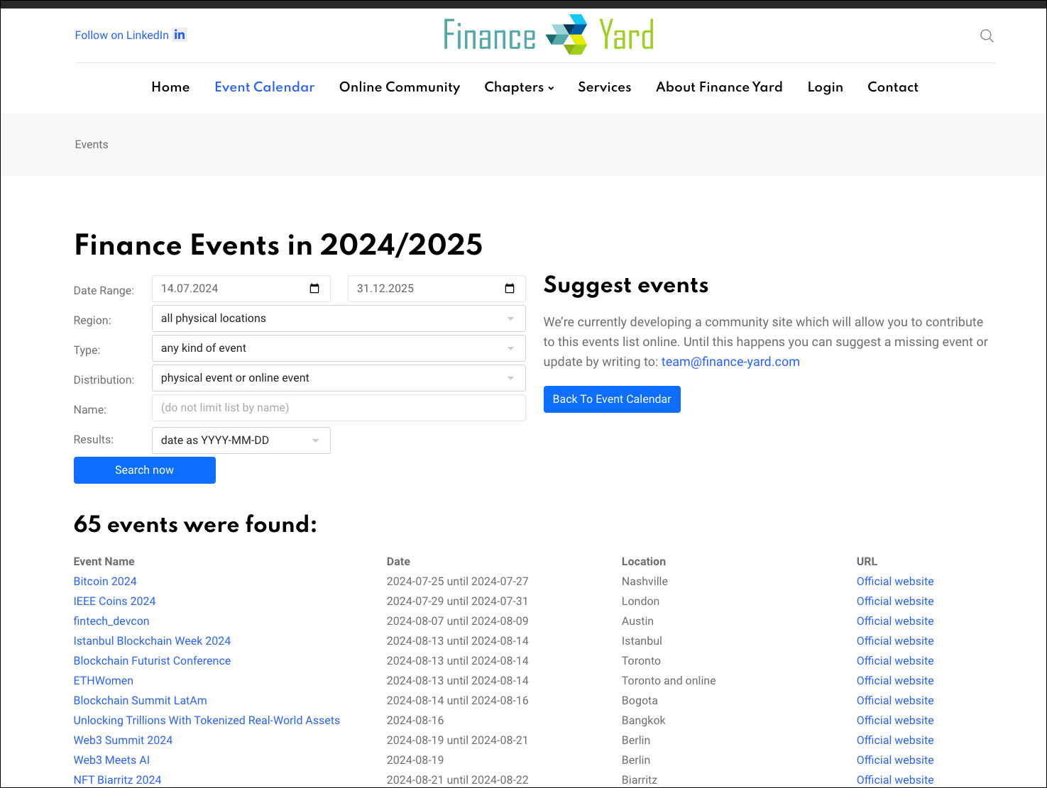 Finance Yard Unveils Event Calendar for 2024/2025 and Beyond