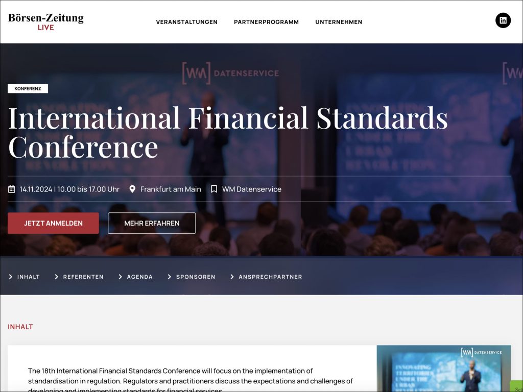 International Financial Standards Conference - Börsen-Zeitung - WM Datenservice - WM Gruppe