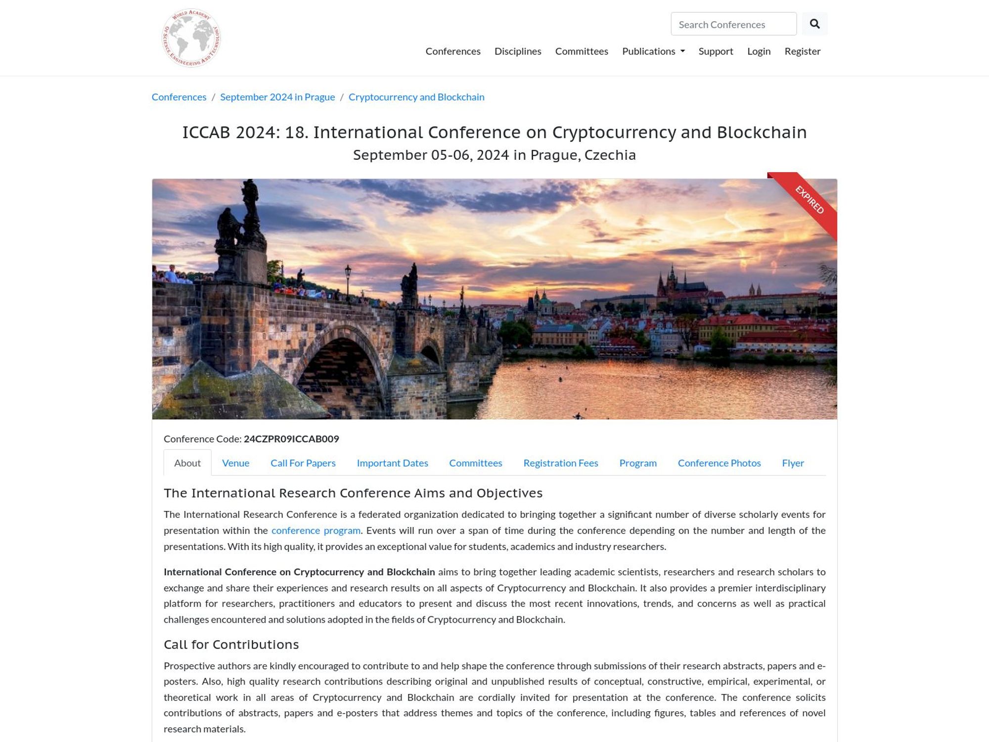 International Conference on Cryptocurrency and Blockchain screenshot