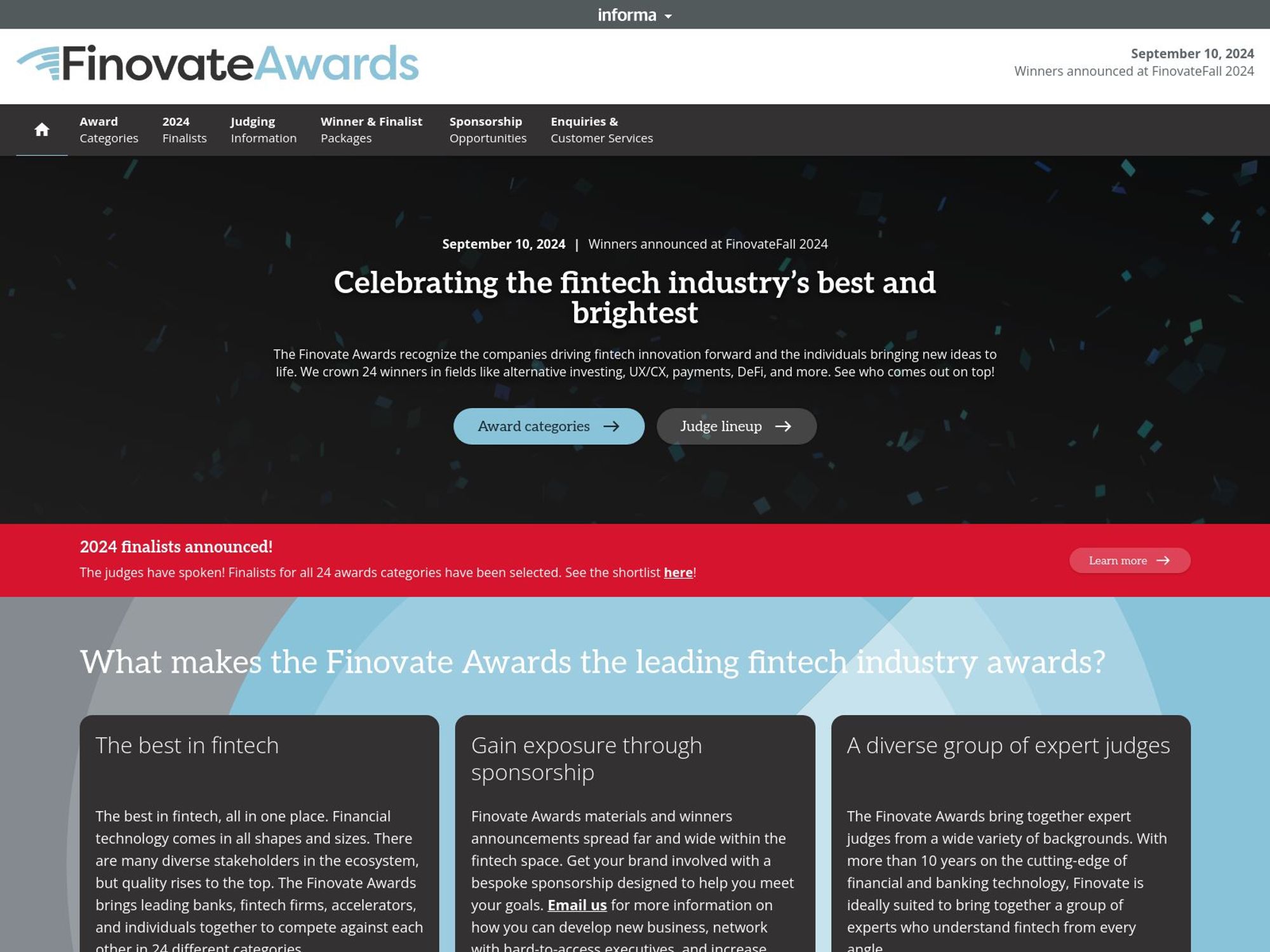 Finovate Awards screenshot