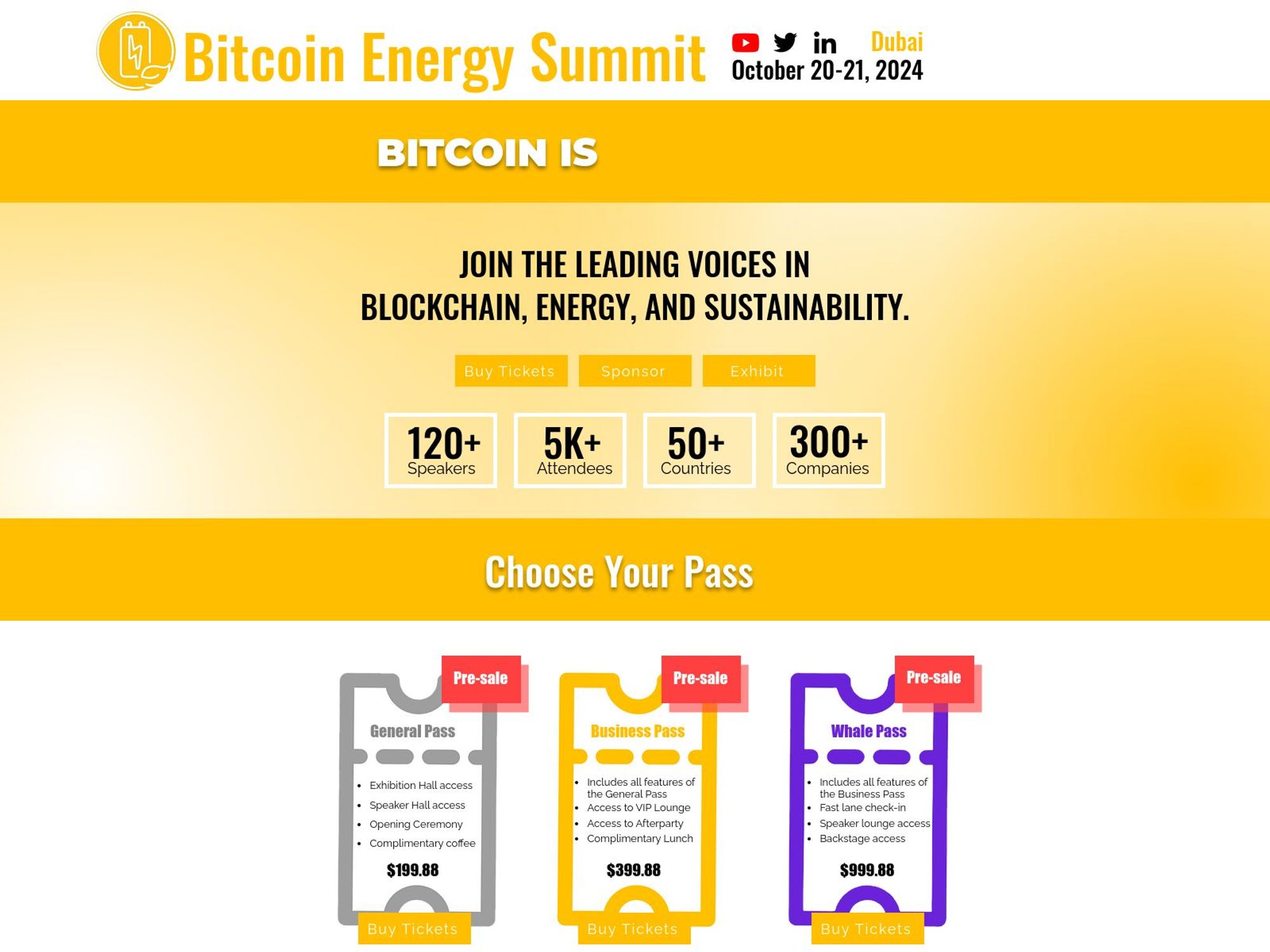 Bitcoin Energy Summit website