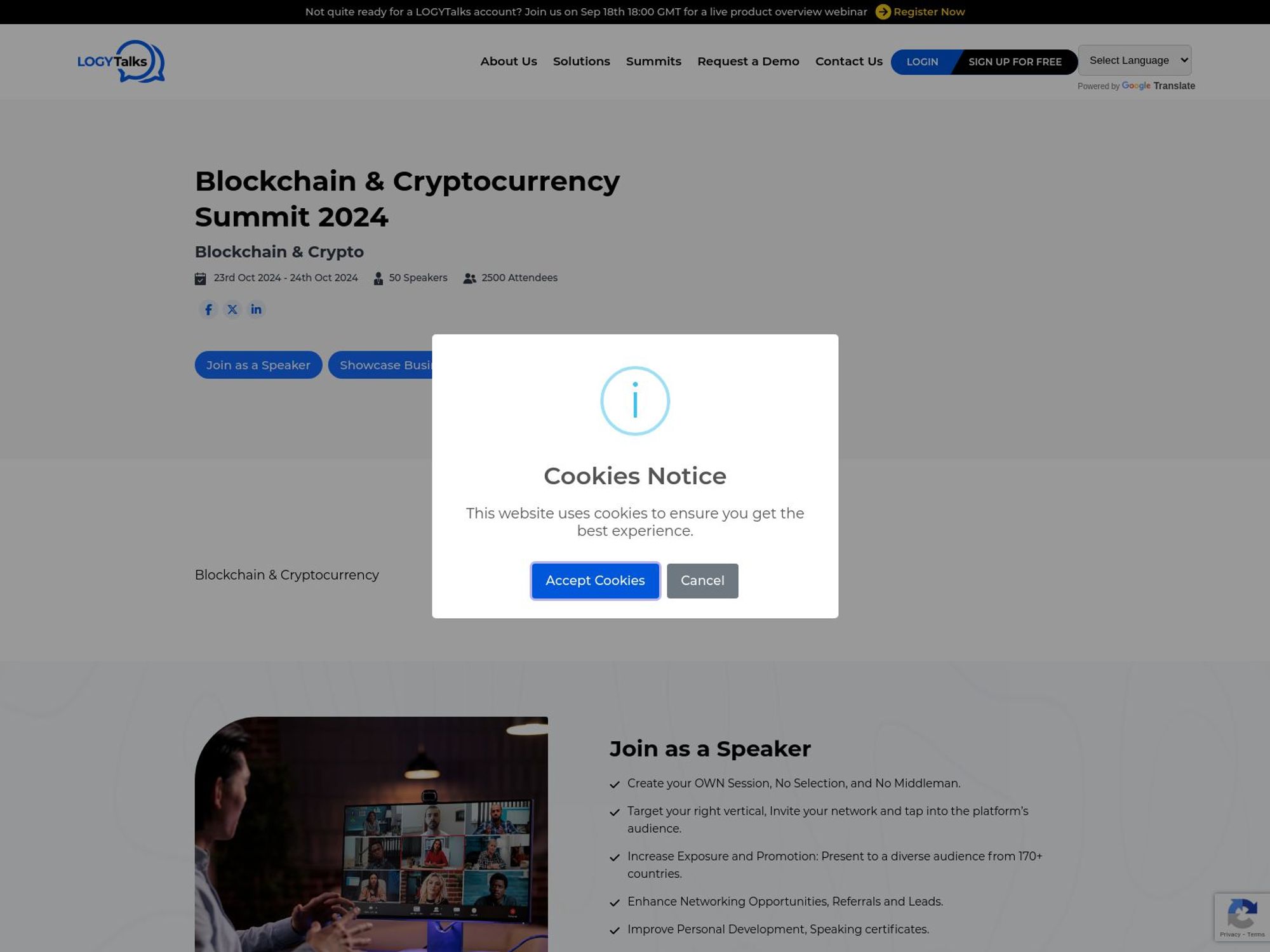 Blockchain & Cryptocurrency Summit 2024 website