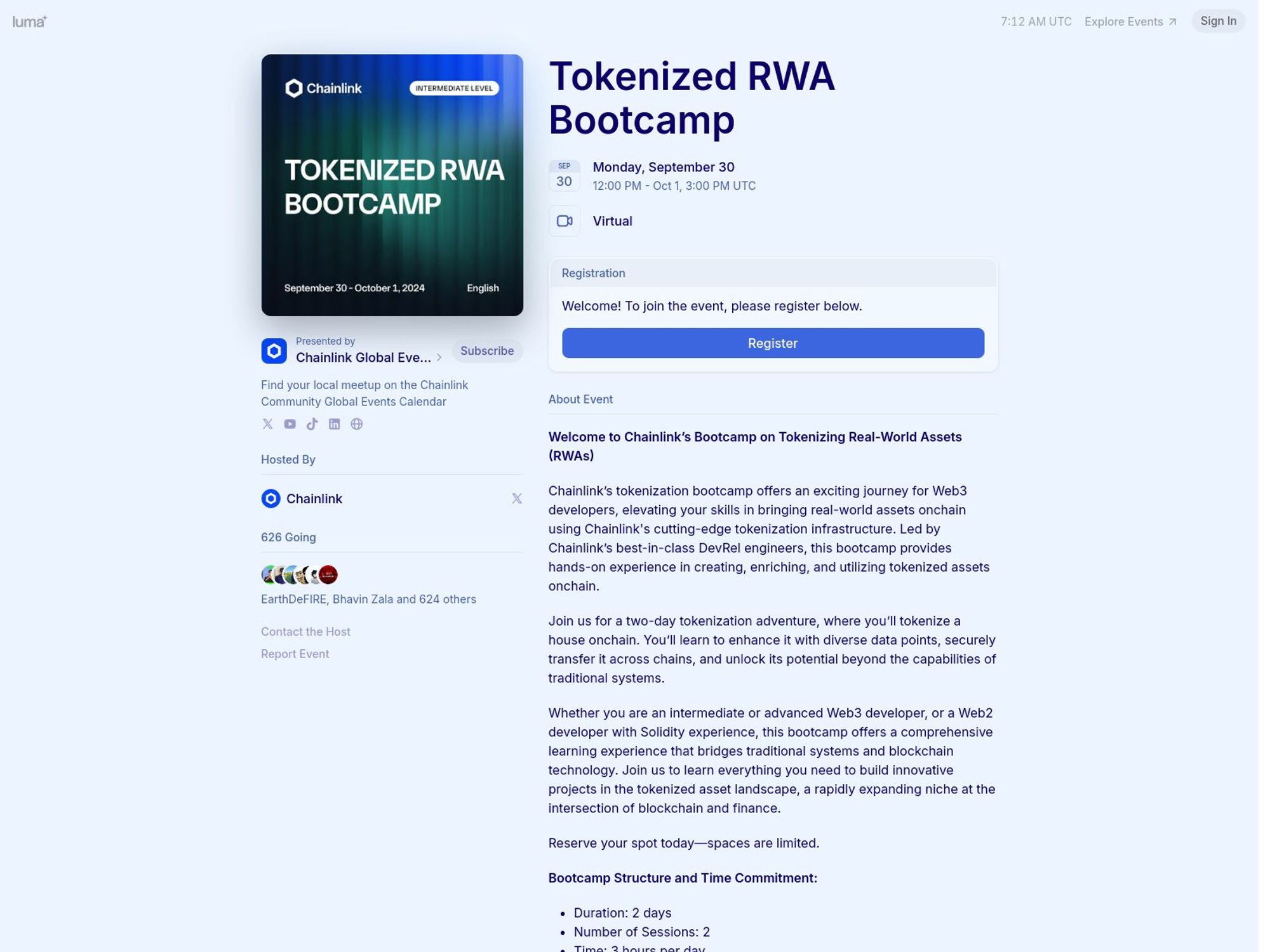 Tokenized RWA Bootcamp website