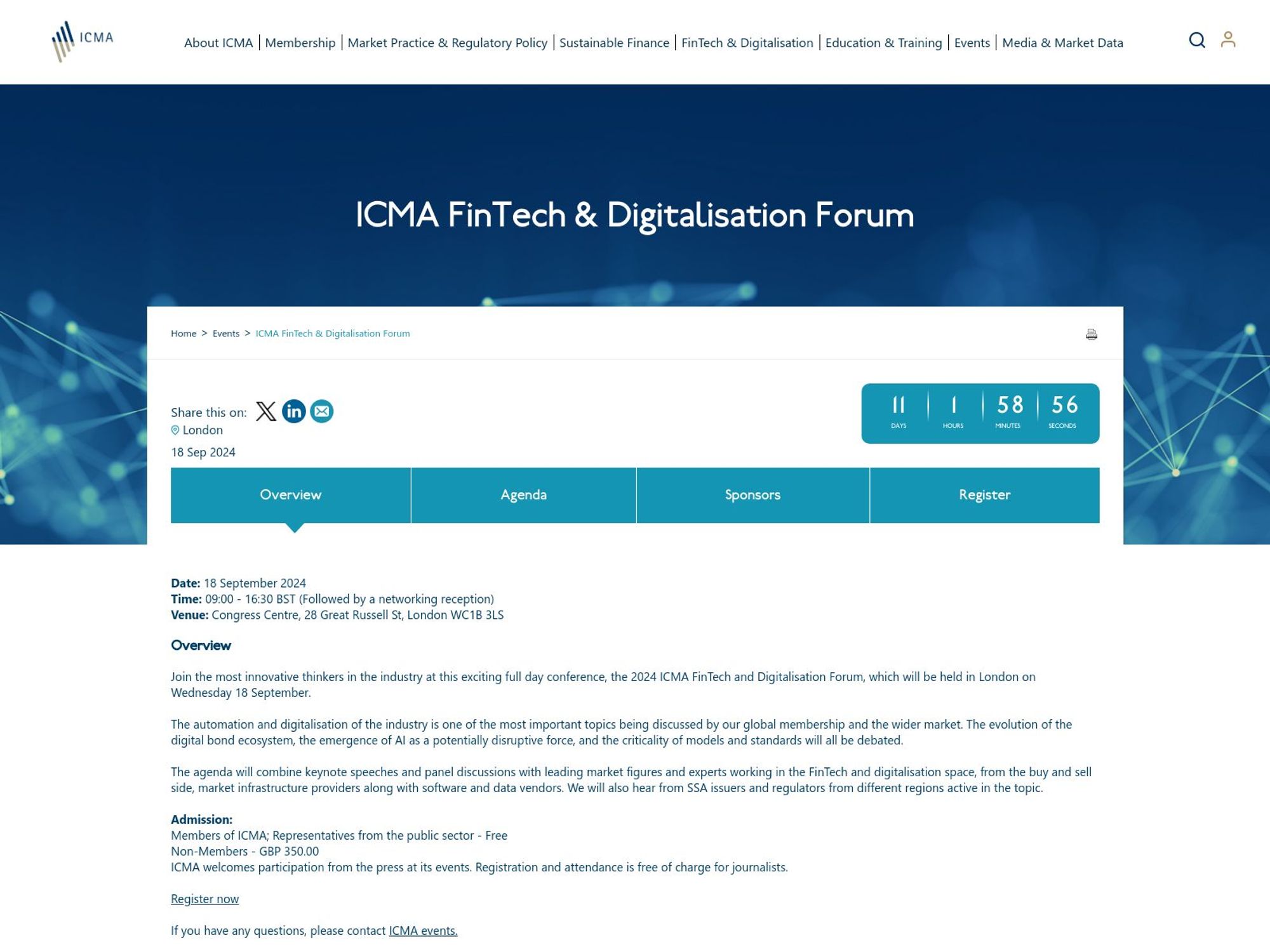 ICMA FinTech & Digitalisation Forum screenshot