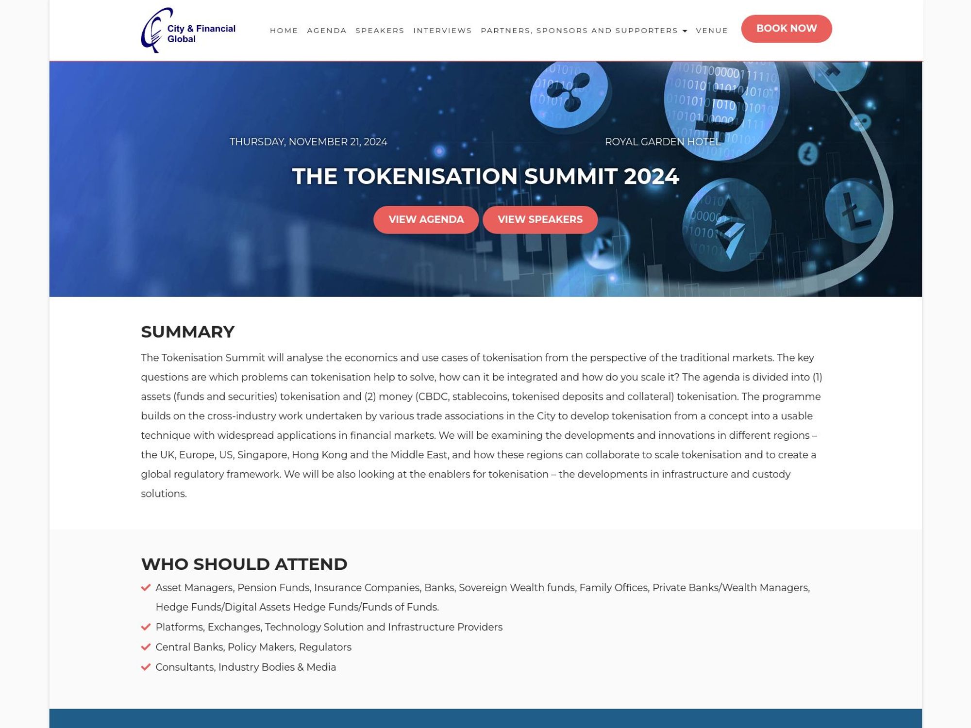 The Tokenisation Summit 2024 website