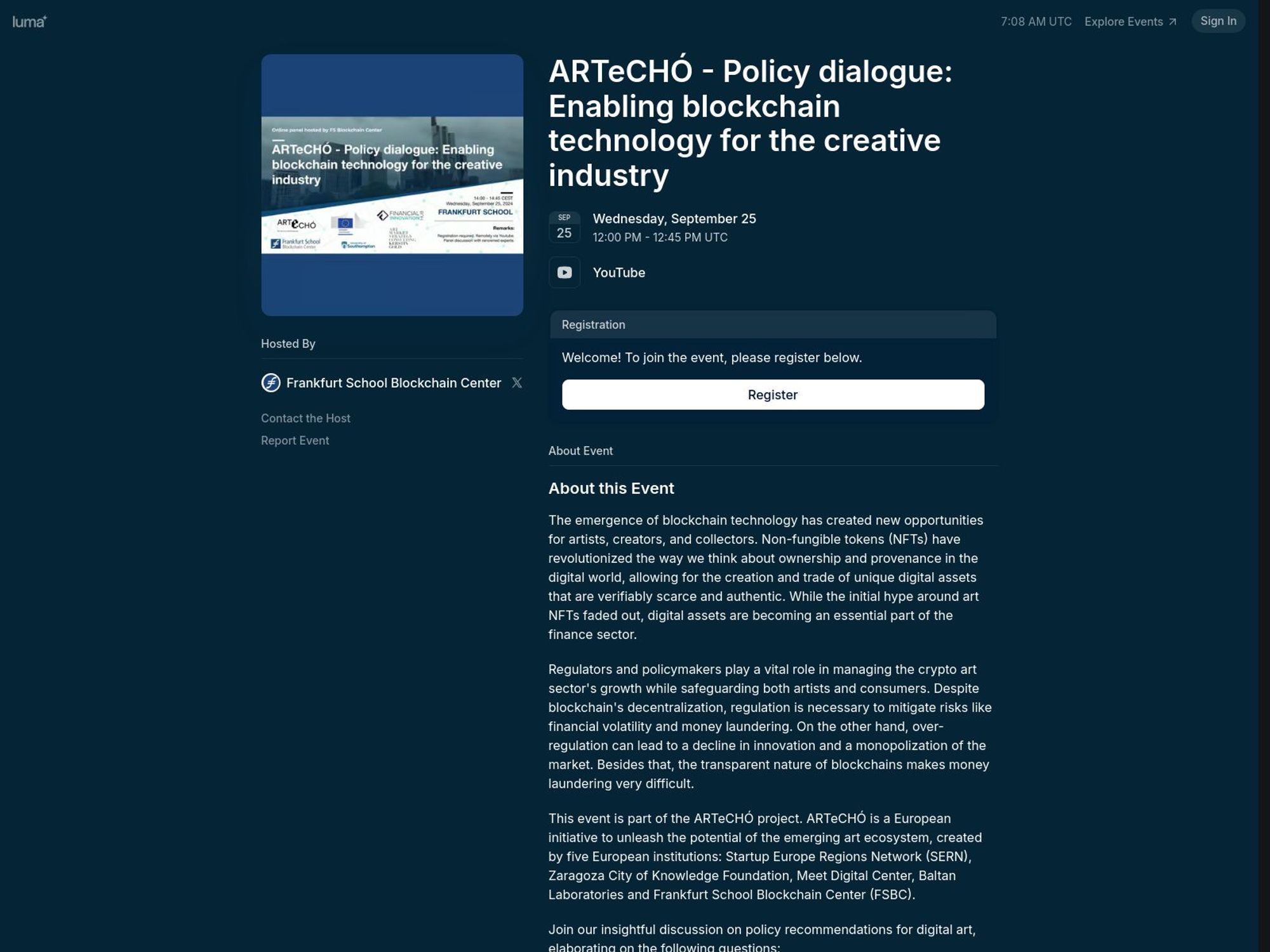 ARTeCHÓ - Policy dialogue: Enabling blockchain technology for the creative industry website