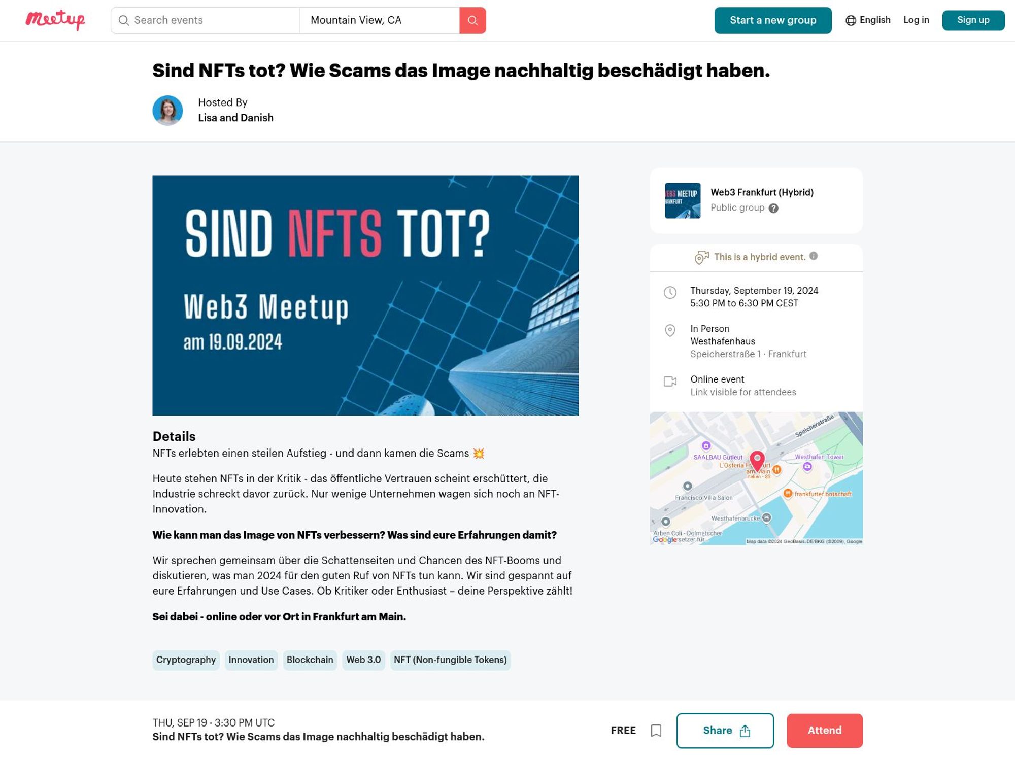 Web3 Meetup: Sind NFTs tot? website