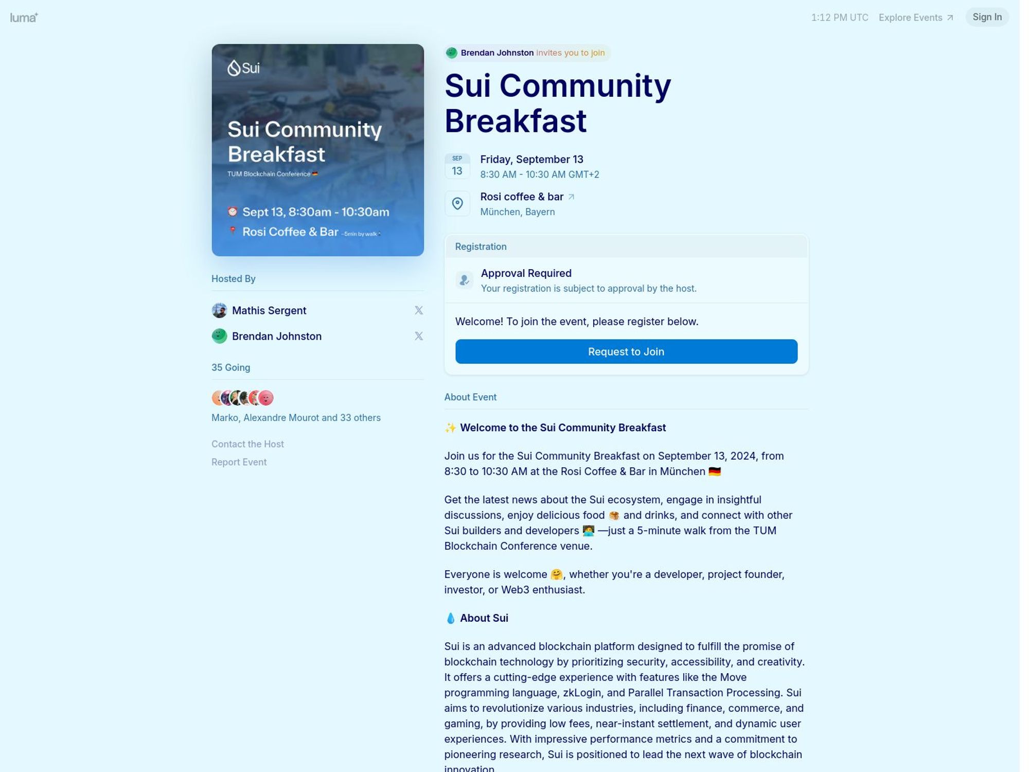 Sui Community Breakfast screenshot