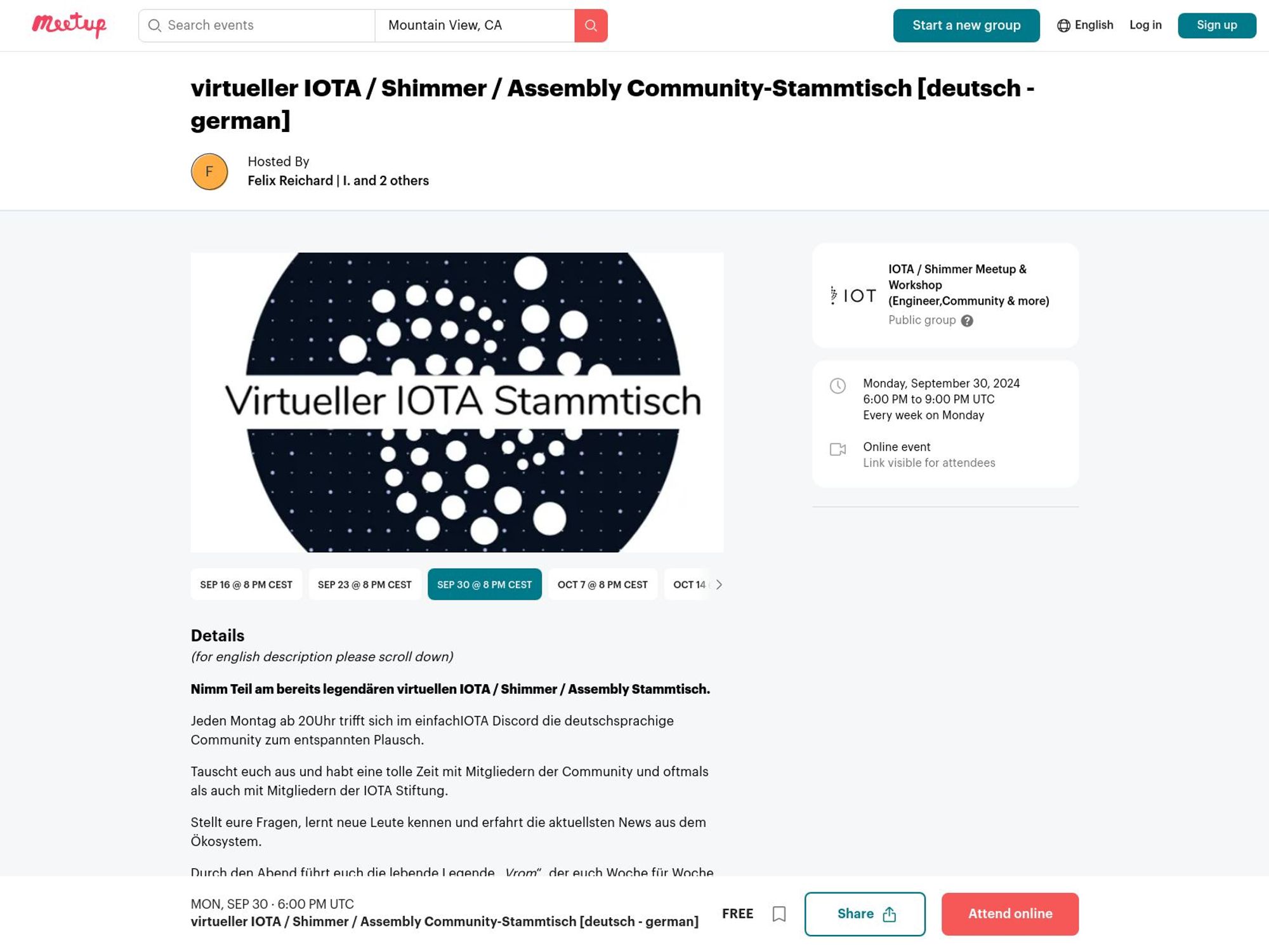 Virtual IOTA Community Meetup Germany screenshot