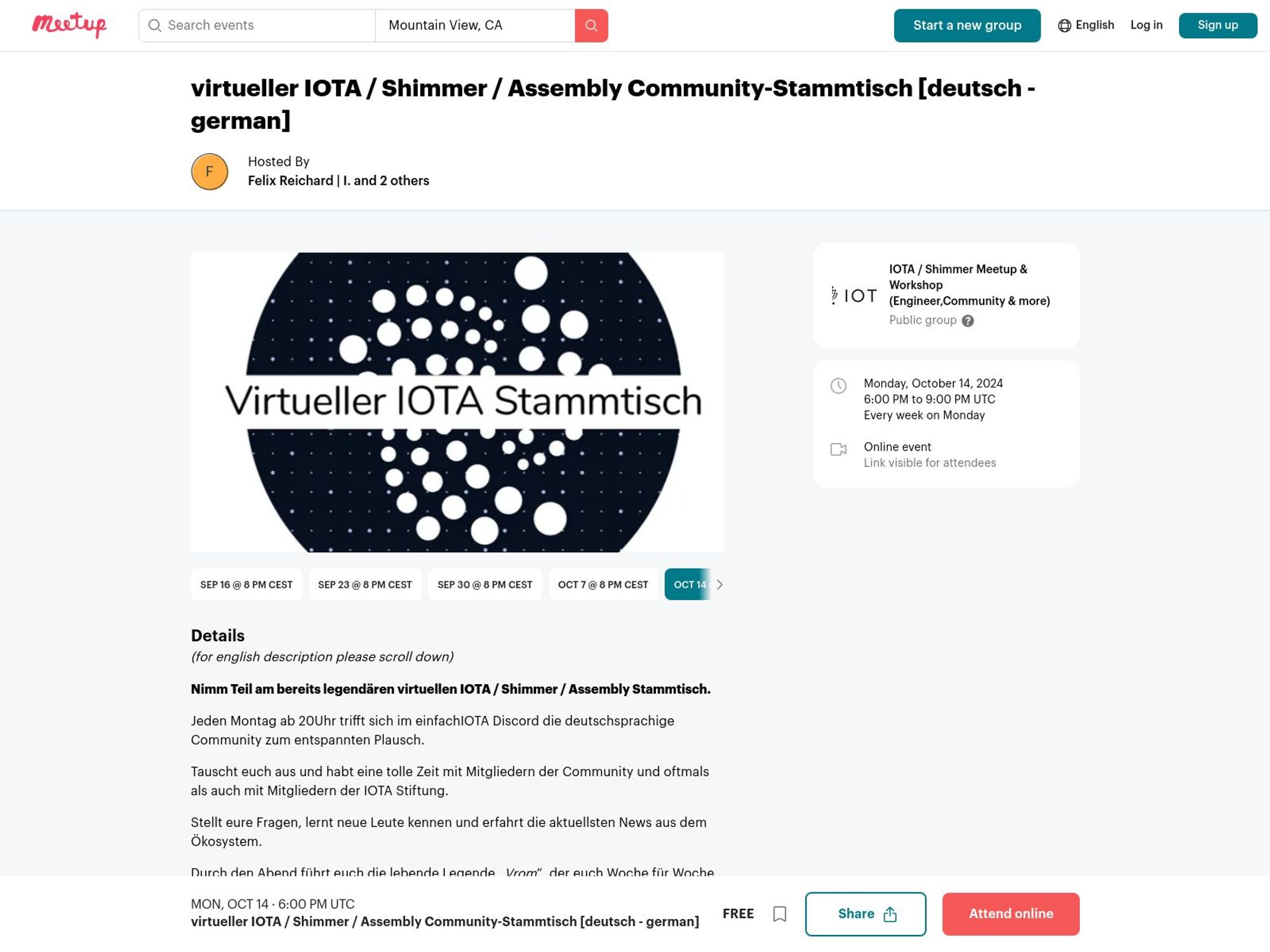 Virtual IOTA Community Meetup Germany screenshot